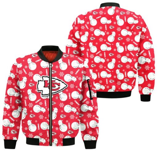 kansas city chiefs christmas snowman patterns unisex bomber jackets new0618104992447 1szs2