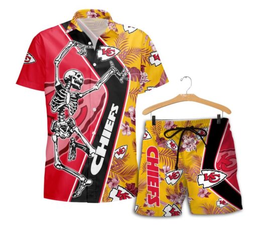 kansas city chiefs dancing skull hawaii shirt and shorts summer new0420105073179 cisvr