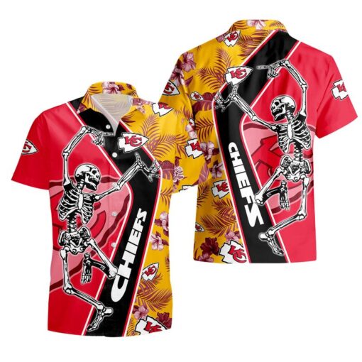 kansas city chiefs dancing skull hawaii shirt and shorts summer new0420105073179 n6sip