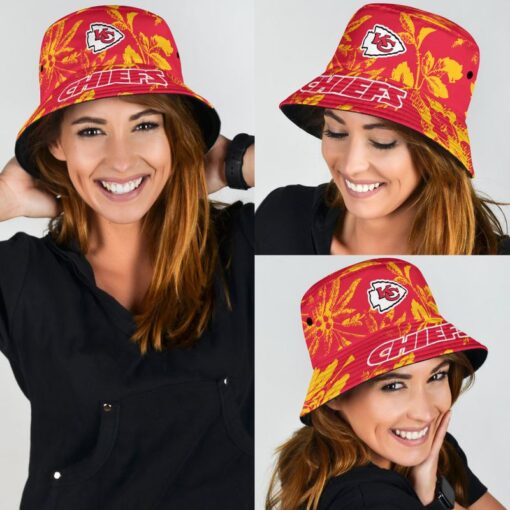 kansas city chiefs flower pattern limited edition bucket hat new02691061691331