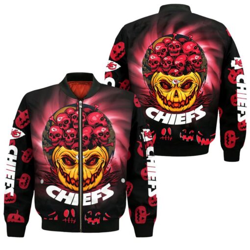 kansas city chiefs halloween pumpkin bomber jackets nla02611035537322 lmne1