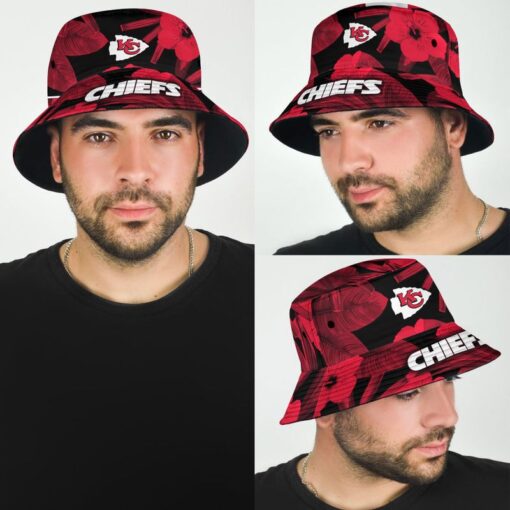 kansas city chiefs hibiscus flower pattern limited edition bucket hat nla01551094206234 t7r88