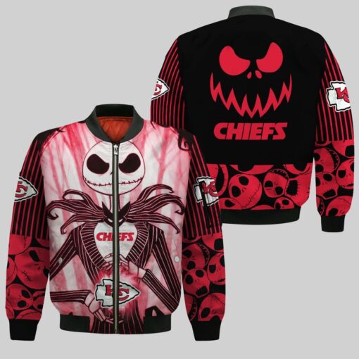 kansas city chiefs jack skellington halloween bomber jackets nla02221091122343 rkfbi