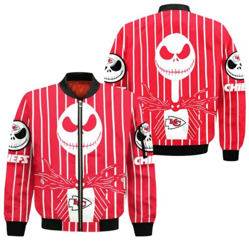 kansas city chiefs jack skellington halloween bomber jackets nla02371017621427