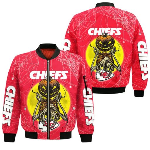 kansas city chiefs pumpskin monster halloween bomber jackets new04521096182859