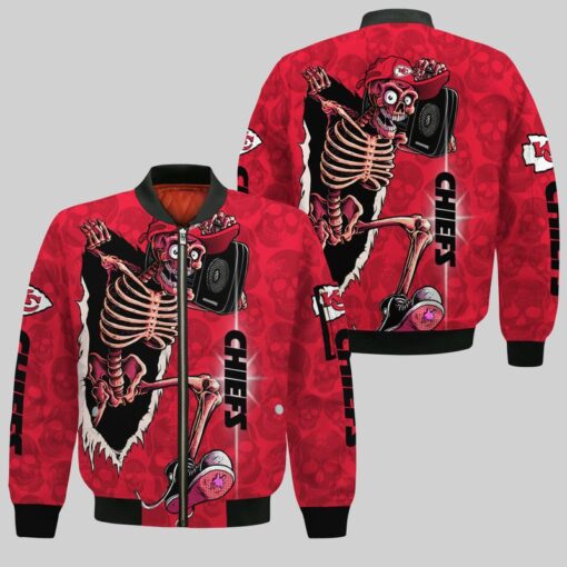 kansas city chiefs skull halloween bomber jackets nla02761079182341