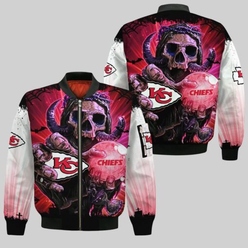 kansas city chiefs skull halloween unisex 3d bomber jackets nla02341078887816 tk1uc