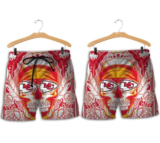 kansas city chiefs skull hawaiian shirt and shorts summer nla0049106068769 czqqp