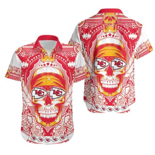 kansas city chiefs skull hawaiian shirt and shorts summer nla0049106068769