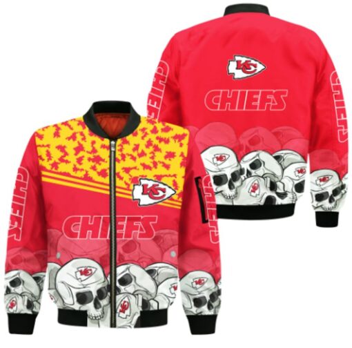 kansas city chiefs skull unisex 3d bomber jackets nla06671077283202 sofgm