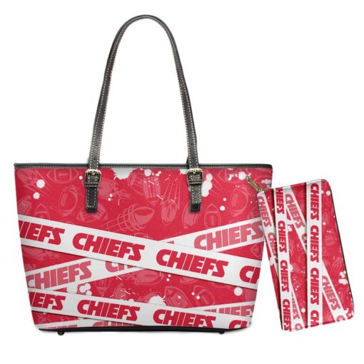 kansas city chiefs tape pattern limited edition tote bag and wallet nla01911078623667 a66hu