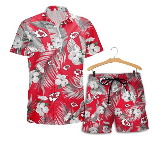 kansas city chiefs tropical flowers hawaii shirt and shorts summer new01861014440312 idww1