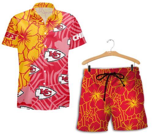 kansas city chiefs tropical flowers hawaii shirt and shorts summer nla06531094329327 ye2zi