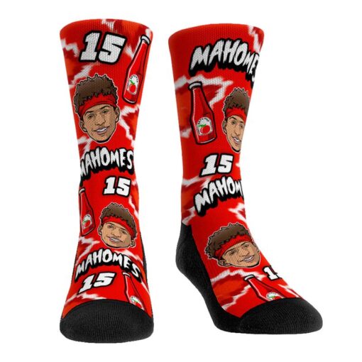 ketchup all over patrick mahomes kansas city chiefs black bottom socks14875292 alm7j