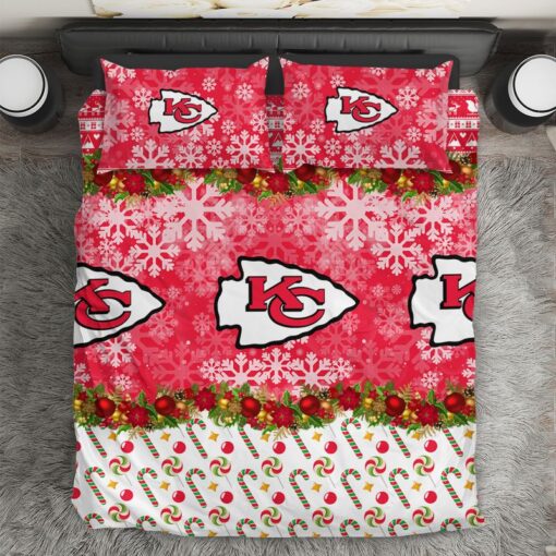 nfl kansas city chiefs christmas pattern limited edition bedding set nla03051059121373 iydo7