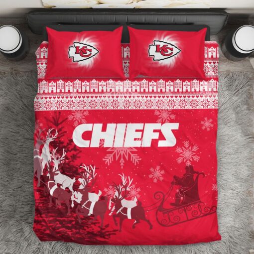 nfl kansas city chiefs christmas pattern limited edition bedding set nla03141092069974 s0318