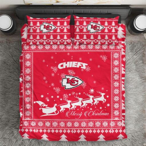 nfl kansas city chiefs christmas pattern limited edition bedding set nla03251041883265 ihw1a