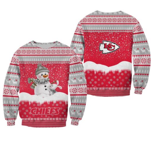 nfl kansas city chiefs christmas pattern snowman limited edition sweatshirt nla03391048303649 guwg6