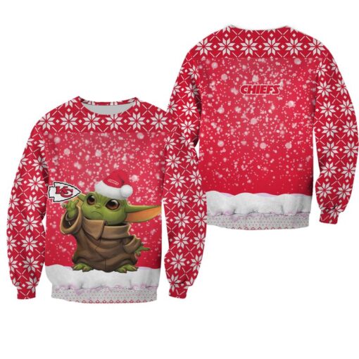 nfl kansas city chiefs christmas pattern yoda limited edition sweatshirt nla03931012776627 llr7m