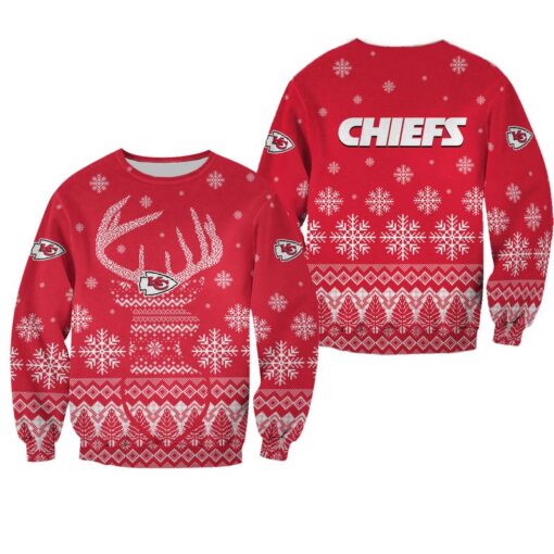 nfl kansas city chiefs christmas reindeer all over print sweatshirt s 5xl new05561017514711