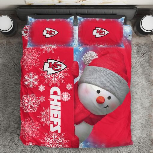 nfl kansas city chiefs christmas snowman limited edition bedding set nla02961050826295 yh110