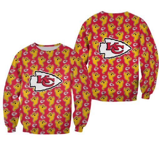 nfl kansas city chiefs funny ghosts pattern halloween edition sweatshirt new04511039149001