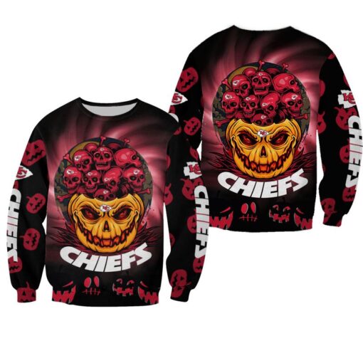 nfl kansas city chiefs halloween pumpkin limited edition sweatshirt nla02611035537322