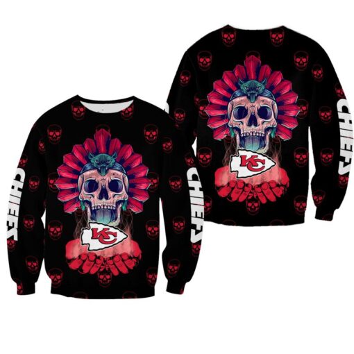 nfl kansas city chiefs halloween skull limited edition sweatshirt nla02731030022478 7iqwe