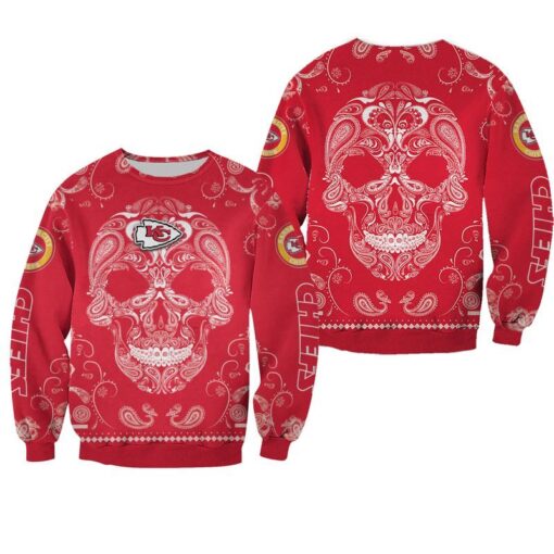 nfl kansas city chiefs limited edition bandana skull sweatshirt sizes s 5xl new0124107663214