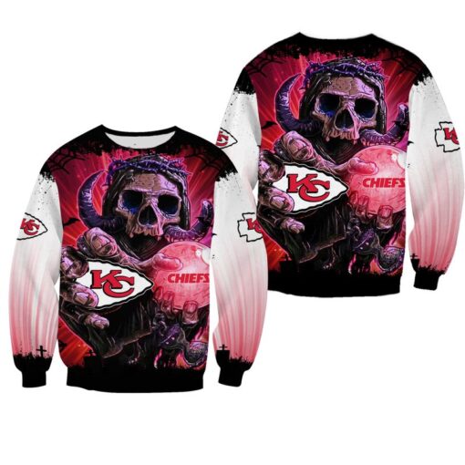 nfl kansas city chiefs skull halloween limited edition unisex sweatshirt nla02341078887816 7dffp