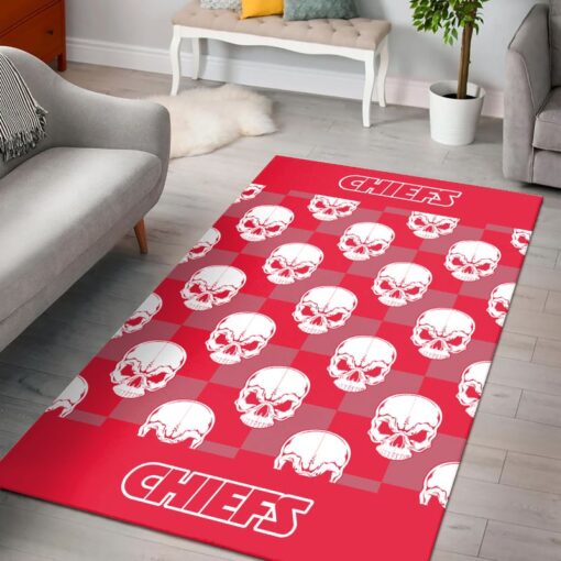 nfl kansas city chiefs skull pattern premium area rug size s m l nla05471043121436 2skb4