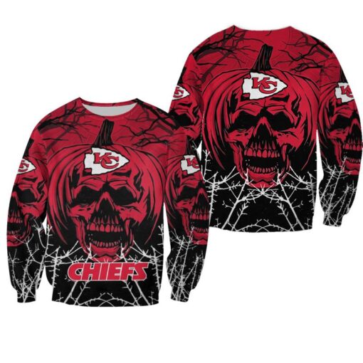 nfl kansas city chiefs skull pumpkin halloween limited edition sweatshirt nla02131038886237 nni2w