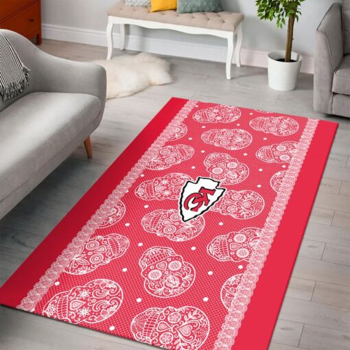 nfl kansas city chiefs sugar skulls premium area rug size s m l nla05171039427533 40kq7