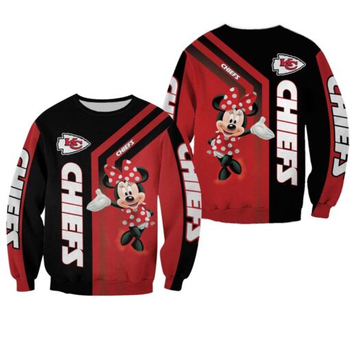 nfl kansas city chiefs with minnie limited edition over print full 3d sweatshirt s 5xl gts00233683704223 e383v