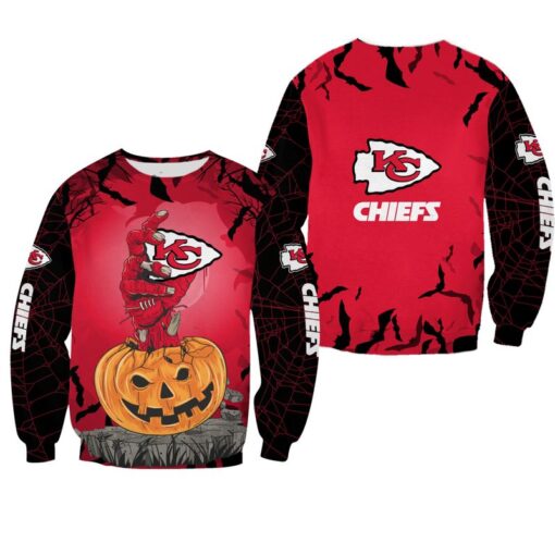 nfl kansas city chiefs zombies hand halloween limited edition sweatshirt nla02491066858376