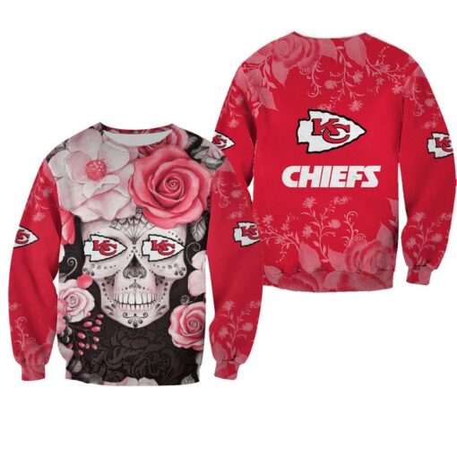 nfl nfl kansas city chiefs skull limited edition all over print sweatshirt size nla0014105769028 uja54