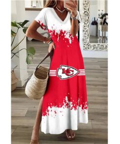 Kansas City Chiefs Women's V-neck Dress With Side Slit